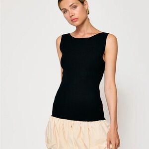 NWT Line and Dot Black Sleeveless Maxi Dress with Cream Skirt